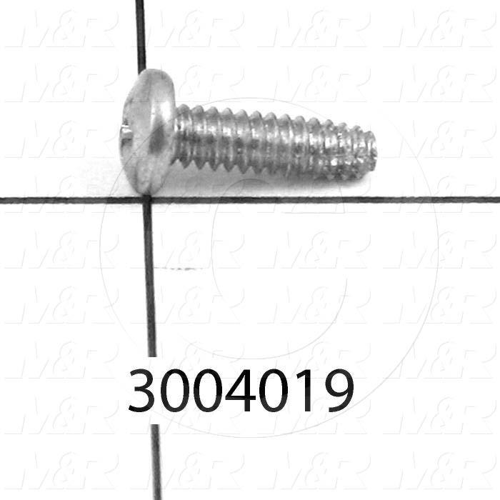 Machine Screws, Pan Slotted Head, Steel, Thread Size 4-40, Screw Length 3/8", Right Hand, Zinc