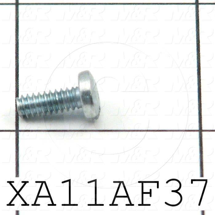 Machine Screws, Pan Slotted Head, Steel, Thread Size 6-32, Screw Length 3/8", Full Thread Length, Right Hand, Zinc