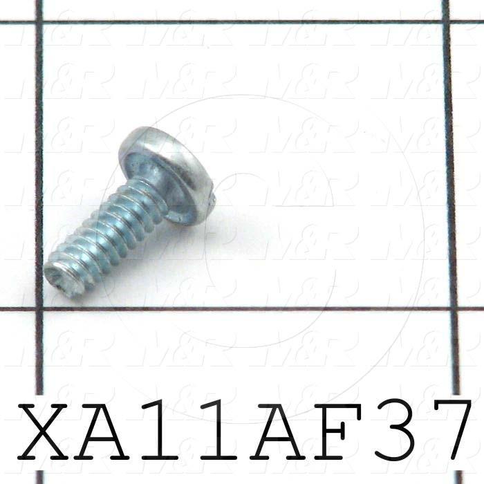 Machine Screws, Pan Slotted Head, Steel, Thread Size 6-32, Screw Length 3/8", Full Thread Length, Right Hand, Zinc