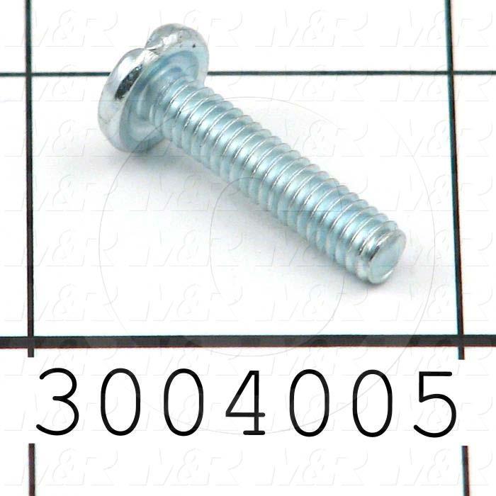 Machine Screws, Pan Slotted Head, Steel, Thread Size 8-32, Screw Length 3/4", Full Thread Length, Right Hand, Zinc