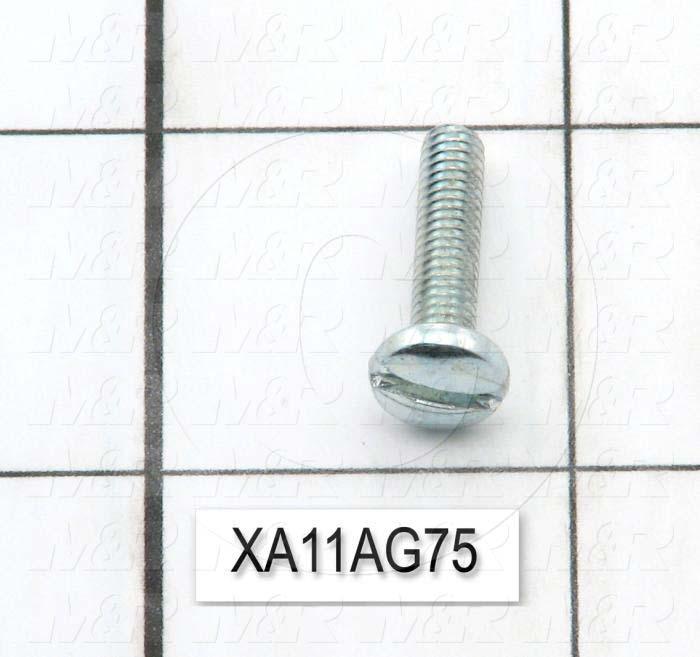 Machine Screws, Pan Slotted Head, Steel, Thread Size 8-32, Screw Length 3/4", Full Thread Length, Right Hand, Zinc