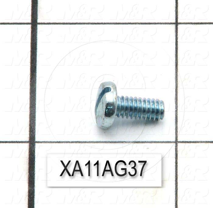 Machine Screws, Pan Slotted Head, Steel, Thread Size 8-32, Screw Length 3/8", Full Thread Length, Right Hand, Zinc