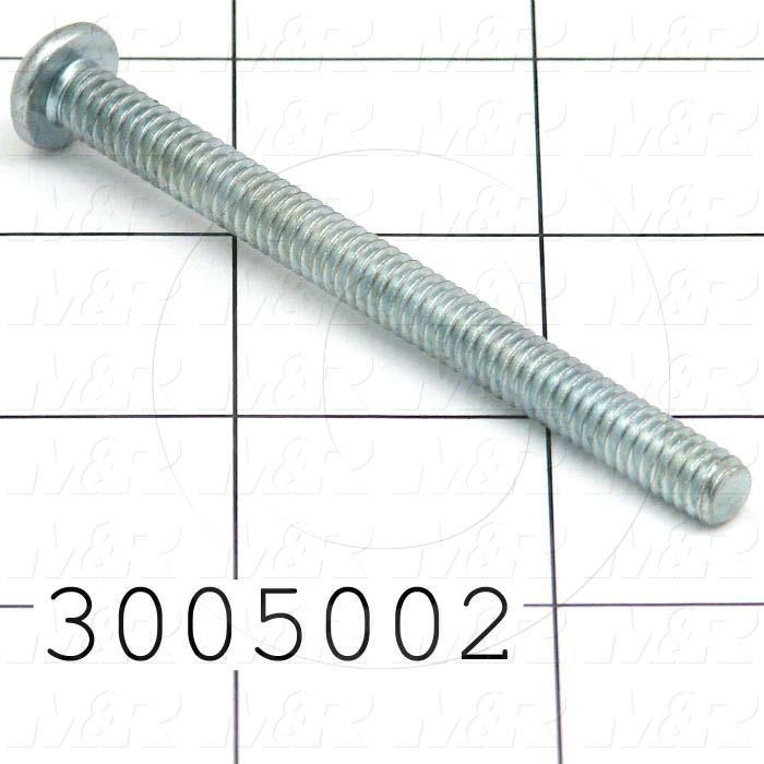 Machine Screws, Round Head, Steel, Thread Size 1/4-20, Screw Length 3 in., Right Hand, Zinc