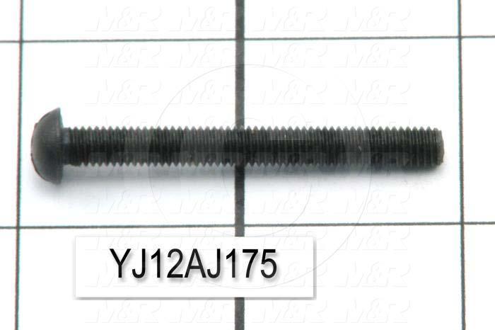 Machine Screws, Round Head, Steel, Thread Size 10-32, Screw Length 1 3/4", Full Thread Length, Right Hand, Black Oxide