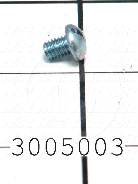 Machine Screws, Round Head, Steel, Thread Size 10-32, Screw Length 1/4 in., Right Hand, Zinc