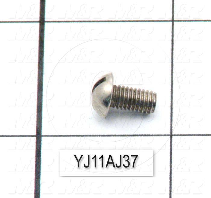 Machine Screws, Round Head, Steel, Thread Size 10-32, Screw Length 3/8", Full Thread Length, Right Hand, Nickel