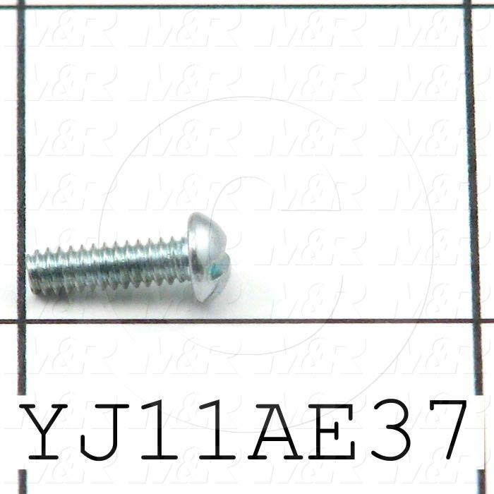 Machine Screws, Round Head, Steel, Thread Size 4-40, Screw Length 3/8", Full Thread Length, Right Hand, Zinc
