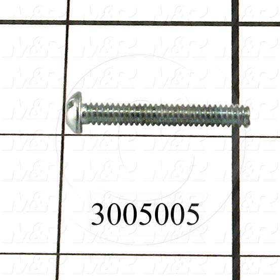 Machine Screws, Round Head, Steel, Thread Size 6-32, Screw Length 1", Full Thread Length, Right Hand, Zinc