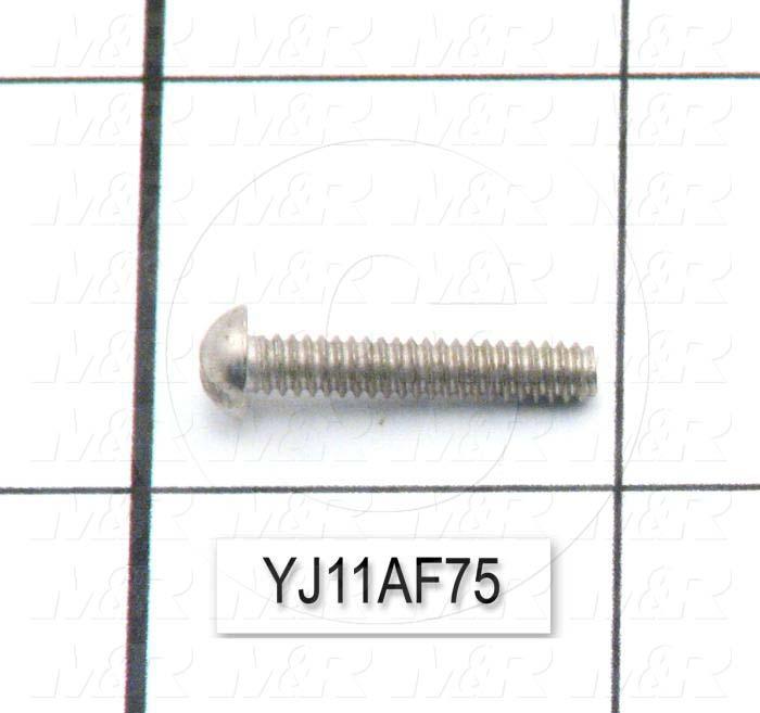 Machine Screws, Round Head, Steel, Thread Size 6-32, Screw Length 3/4", Full Thread Length, Right Hand, Zinc