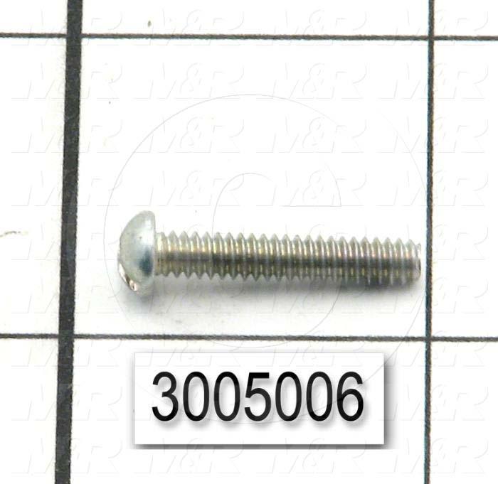 Machine Screws, Round Head, Steel, Thread Size 6-32, Screw Length 3/4", Right Hand, Zinc