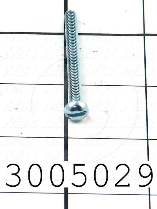 Machine Screws, Round Head, Steel, Thread Size 8-32, Screw Length 2.00 in., Full Thread Length, Right Hand, Zinc