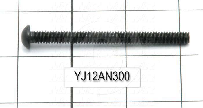 Machine Screws, Round-Slotted Head, Steel, Thread Size 1/4-20, Screw Length 3 in., 3.00" Thread Length, Right Hand, Black Oxide