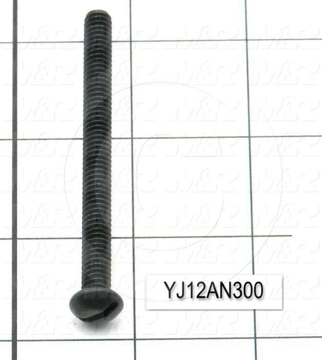 Machine Screws, Round-Slotted Head, Steel, Thread Size 1/4"-20, Screw Length 3 in., 3.00" Thread Length, Right Hand, Black Oxide