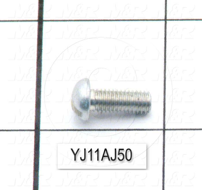 Machine Screws, Round-Slotted Head, Steel, Thread Size 10-32, Screw Length 1/2 in., 0.50" Thread Length, Right Hand, Nickel Plated