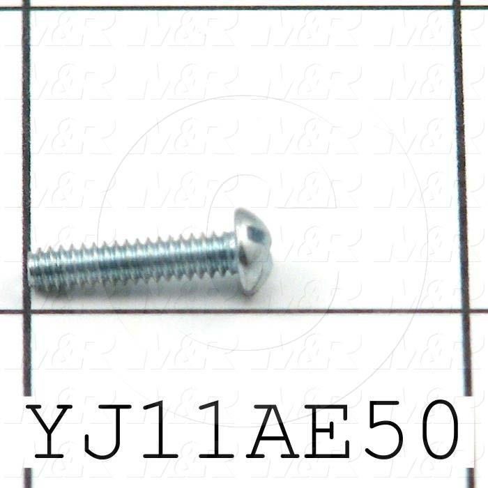 Machine Screws, Round-Slotted Head, Steel, Thread Size 4-40, Screw Length 1/2 in., 0.50" Thread Length, Right Hand, Nickolon Plated