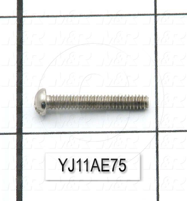 Machine Screws, Round-Slotted Head, Steel, Thread Size 4-40, Screw Length 3/4", 0.75" Thread Length, Right Hand, Nickel Plated