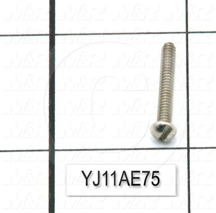 Machine Screws, Round-Slotted Head, Steel, Thread Size 4-40, Screw Length 3/4", 0.75" Thread Length, Right Hand, Nickel Plated