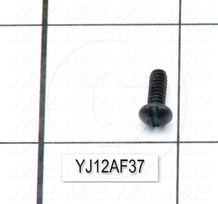 Machine Screws, Round-Slotted Head, Steel, Thread Size 6-32, Screw Length 3/8", 0.375" Thread Length, Right Hand, Black Oxide