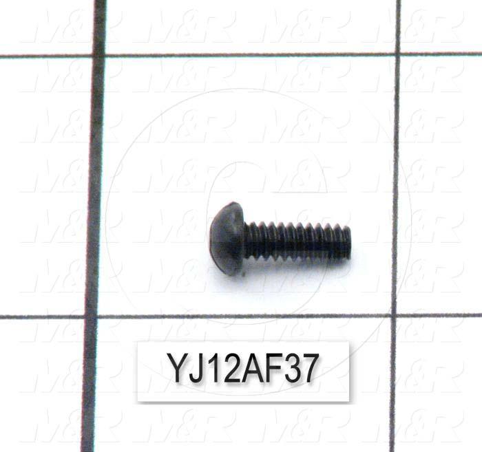 Machine Screws, Round-Slotted Head, Steel, Thread Size 6-32, Screw Length 3/8", 0.375" Thread Length, Right Hand, Black Oxide