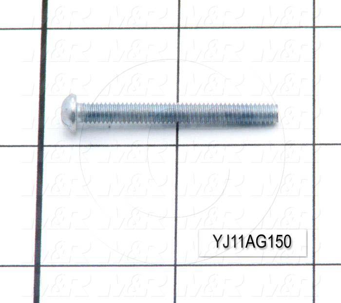 Machine Screws, Round-Slotted Head, Steel, Thread Size 8-32, Screw Length 1 1/2 in., 1.50 in. Thread Length, Right Hand, Nickel Plated