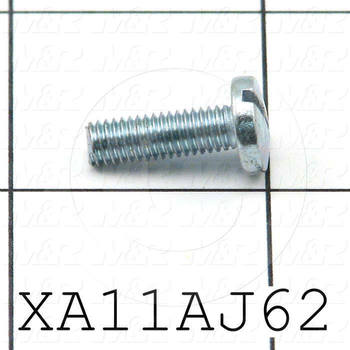 Machine Screws, Slotted Head, Steel, Thread Size 10-32, Screw Length 5/8", Full Thread Length, Right Hand, Zinc