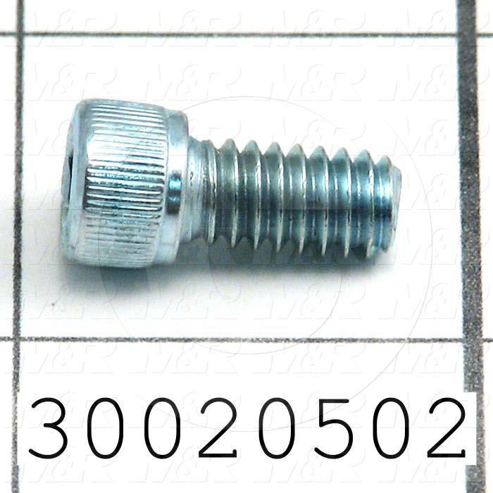 Machine Screws, Socket Head, Steel, Thread Size 1/4-20, Screw Length 1/2 in., Full Thread Length, Right Hand, Zinc