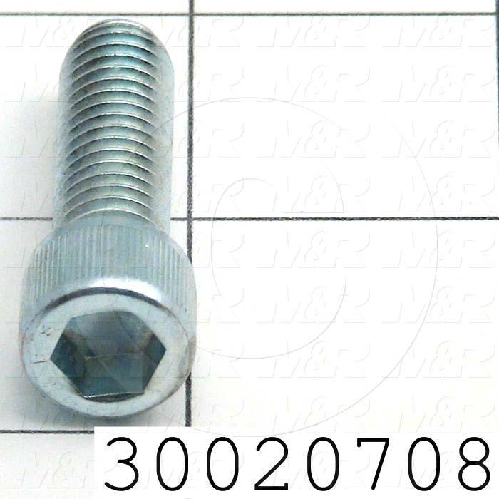 Machine Screws, Socket Head, Steel, Thread Size 3/8-16, Screw Length 1 1/4 in., 1.25" Thread Length, Right Hand, Zinc Plated