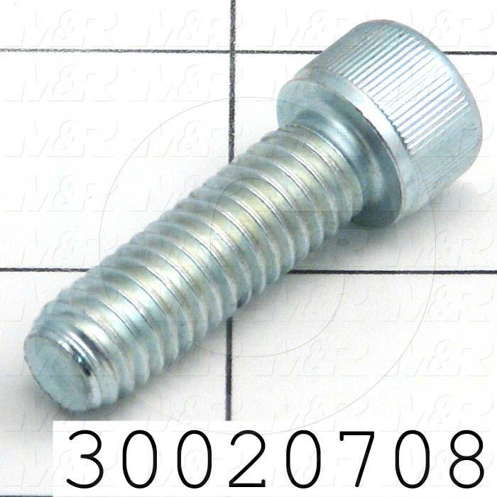 Machine Screws, Socket Head, Steel, Thread Size 3/8-16, Screw Length 1 1/4 in., 1.25" Thread Length, Right Hand, Zinc Plated