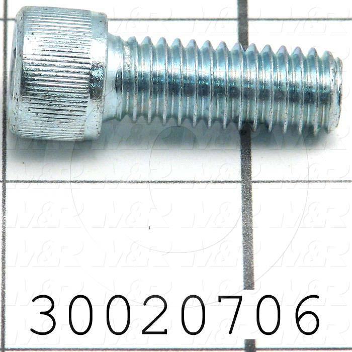Machine Screws, Socket Head, Steel, Thread Size 3/8-16, Screw Length 1 in., Full Thread Length, Right Hand, Zinc Plated