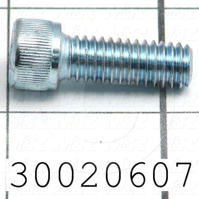 Machine Screws, Socket Head, Steel, Thread Size 5/16-18, Screw Length 0.875", 0.88" Thread Length, Right Hand, Zinc Plated