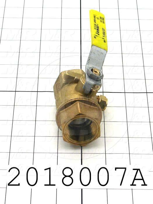 Manual Gas Valve, Thread Size 1" NPT, Max. Pressure 125 Psi, Material Brass