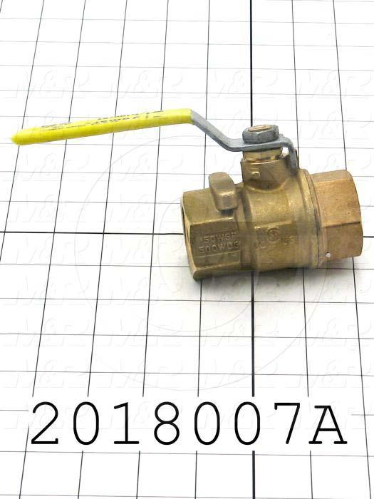 Manual Gas Valve, Thread Size 1" NPT, Max. Pressure 125 Psi, Material Brass