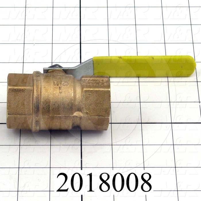 Manual Gas Valve, Thread Size 1" NPT, Max. Pressure 125 Psi, Material Brass