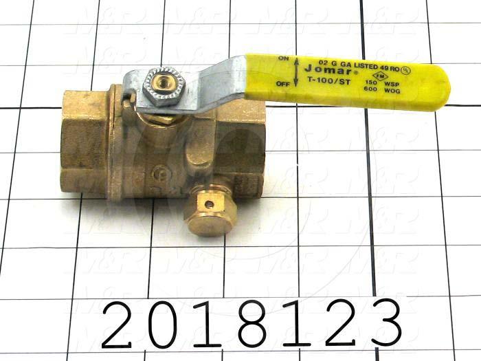 Manual Gas Valve, Thread Size 3/4" NPT, Max. Pressure 150 Psi, Material Brass
