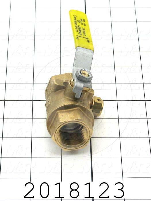 Manual Gas Valve, Thread Size 3/4" NPT, Max. Pressure 150 Psi, Material Brass