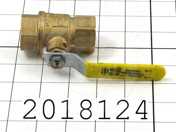 Manual Gas Valve, Thread Size 3/4" NPT, Max. Pressure 150 Psi, Material Brass