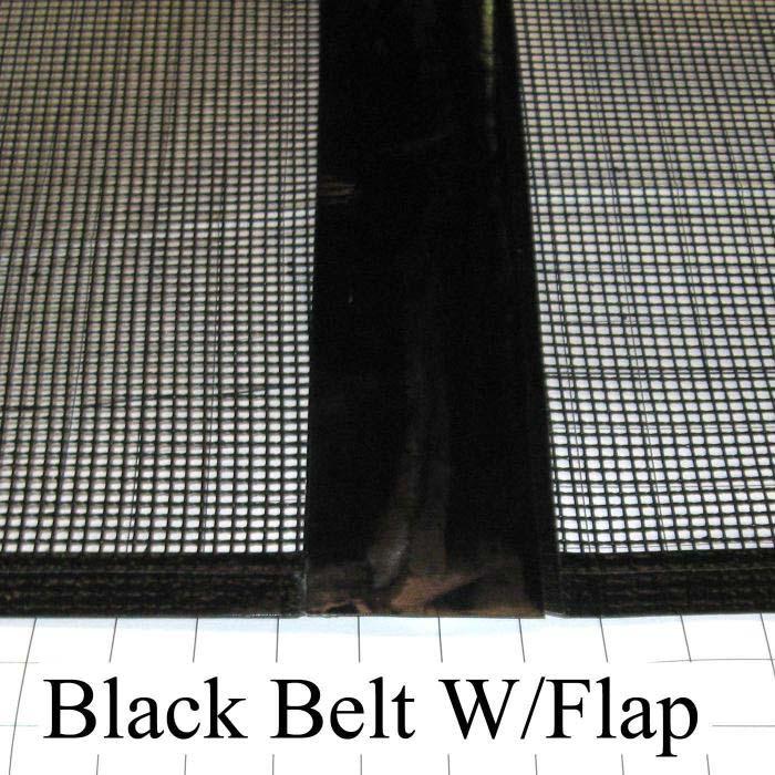 Mesh Conveyor Belt, Fiberglass, Black, With Flap, 24" Width, 214" Length