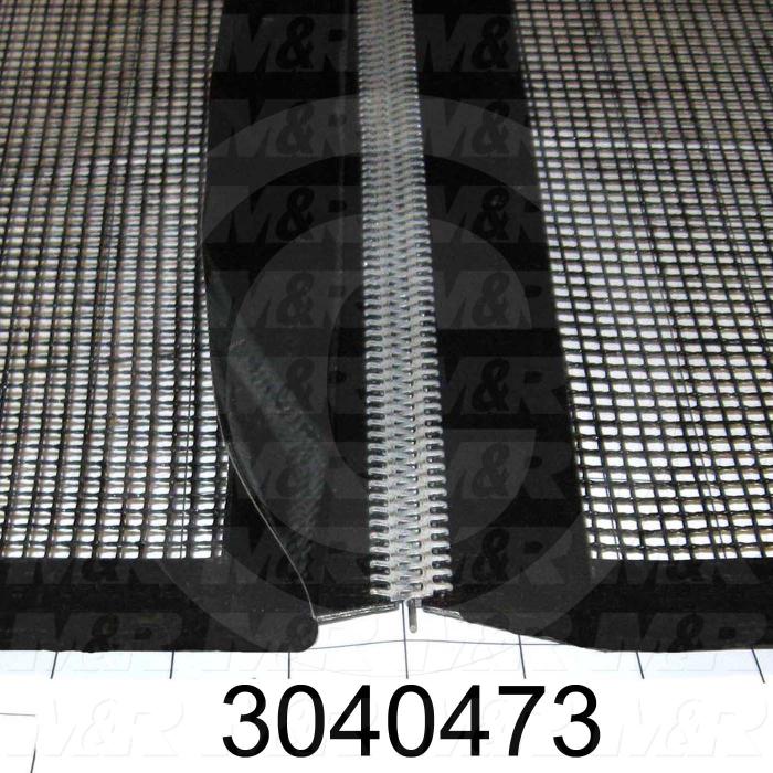 Mesh Conveyor Belt, Fiberglass, Black, With Flap, 36" Width, 304 in. Length