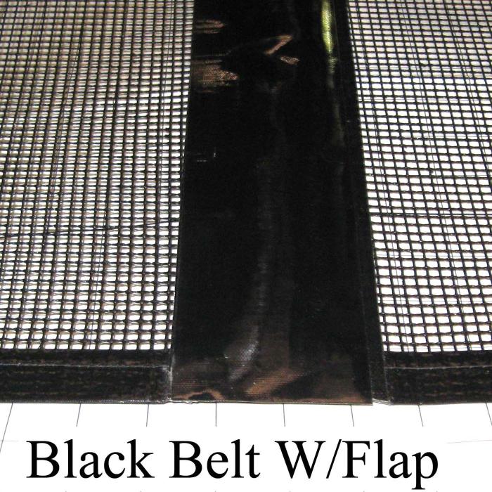 Mesh Conveyor Belt, Fiberglass, Black, With Flap, 36" Width, 411 in. Length