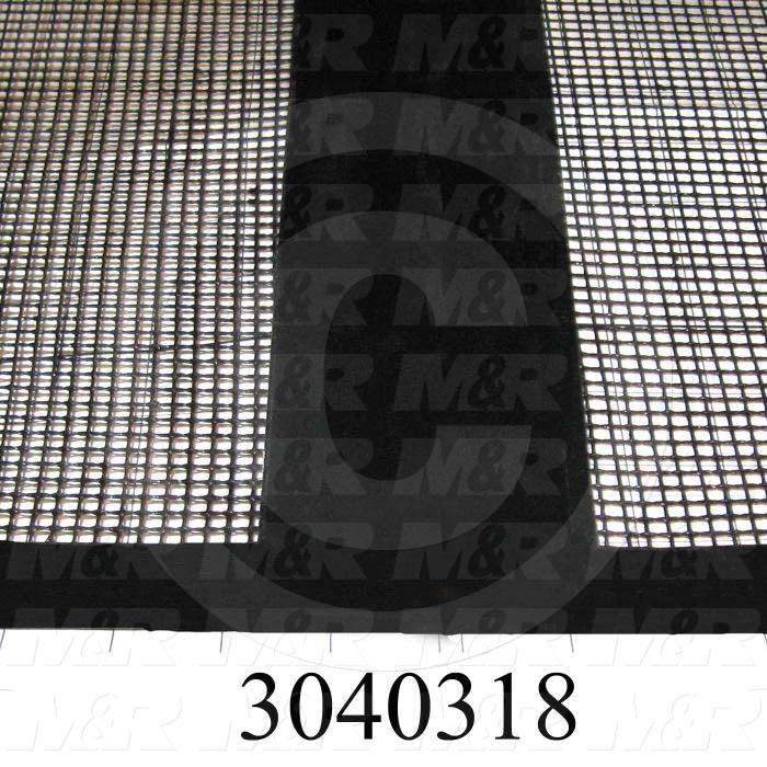 Mesh Conveyor Belt, Fiberglass, Black, With Flap, 36" Width, 48 in. Length