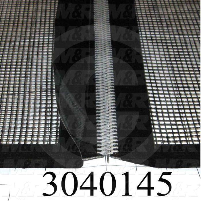 Mesh Conveyor Belt, Fiberglass, Black, With Flap, 48" Width, 588 in. Length