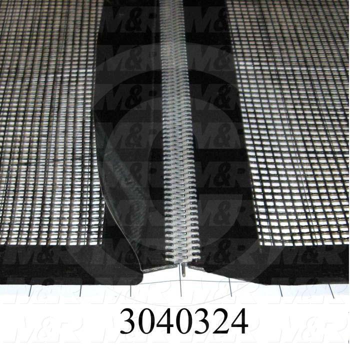 Mesh Conveyor Belt, Fiberglass, Black, With Flap, 60 in. Width, 1066" Length