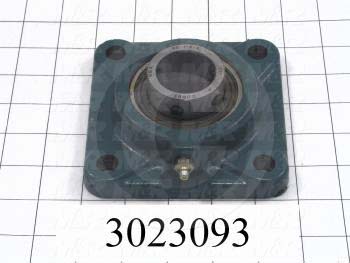 Mounted Bearing Units, Ball, Four-Bolt Square Flange Housing Type, 1.375" Inside Diameter, 7/16" Mounting Holes, 4.63" Overall Length, 1.63" Height, 4.63" Width