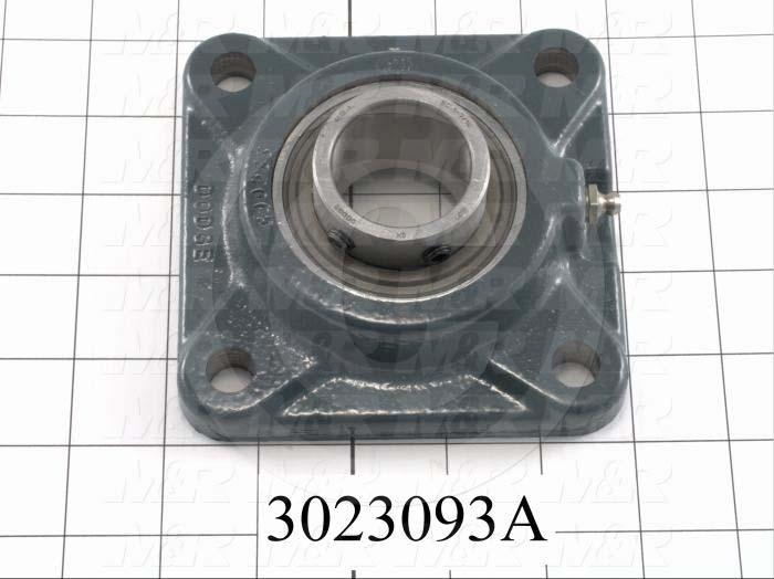 Mounted Bearing Units, Ball, Four-Bolt Square Flange Housing Type, 1.438" Inside Diameter, 1/2" Bolt Mounting Holes, 3.63 in. Overall Length, 1.63 in. Height, 3.63" Width, High Temperature