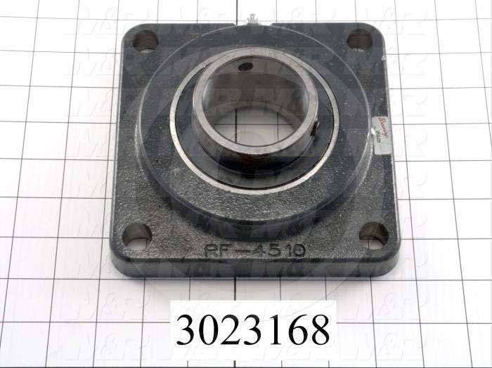 Mounted Bearing Units, Ball, Four-Bolt Square Flange Housing Type, 2.19" Inside Diameter, 5/8" Bolt Mounting Holes, 6.38" Overall Length, 2.31" Height, 6.38" Width