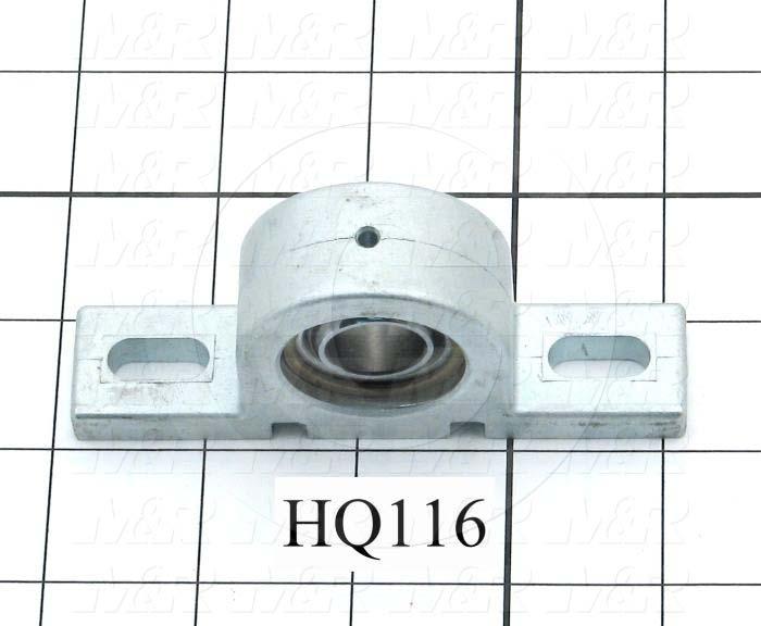 Mounted Bearing Units, Ball, Pillow Block Housing Type, 0.625 in. Inside Diameter, Slot  0.30" X 0.65" Mounting Holes, 4.00 in. Overall Length, 1.78" Height, 0.89" Width