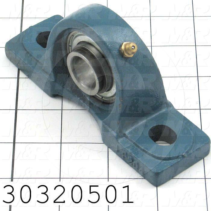 Mounted Bearing Units, Ball, Pillow Block Housing Type, 0.75 in. Inside Diameter, Sealed Seal Type, 3/8" Bolt Mounting Holes, 4.90" Overall Length, 2.56" Height, 1.63"  Base Width