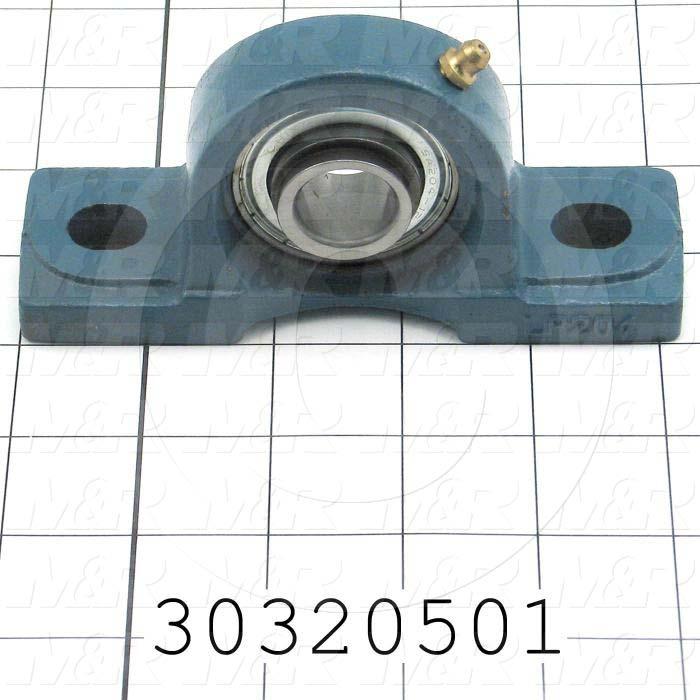 Mounted Bearing Units, Ball, Pillow Block Housing Type, 0.75 in. Inside Diameter, Sealed Seal Type, 3/8" Bolt Mounting Holes, 4.90" Overall Length, 2.56" Height, 1.63"  Base Width