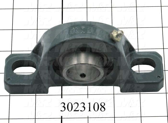 Mounted Bearing Units, Ball, Pillow Block Housing Type, 1.25 in. Inside Diameter, Slot 1/2" X 7/16" Mounting Holes, 6.06" Overall Length, 3.09" Height, 1.50 in. Width