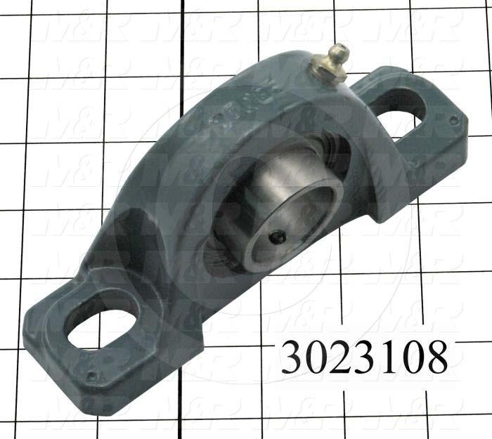 Mounted Bearing Units, Ball, Pillow Block Housing Type, 1.25 in. Inside Diameter, Slot 1/2" X 7/16" Mounting Holes, 6.06" Overall Length, 3.09" Height, 1.50 in. Width